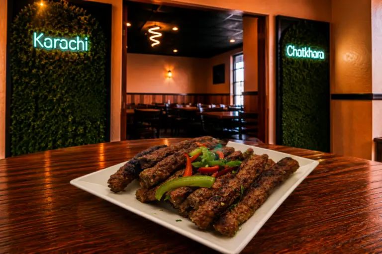 Beef Seekh Kebab Pakistani grilled BBQ at Karachi Chatkhara Mount Prospect